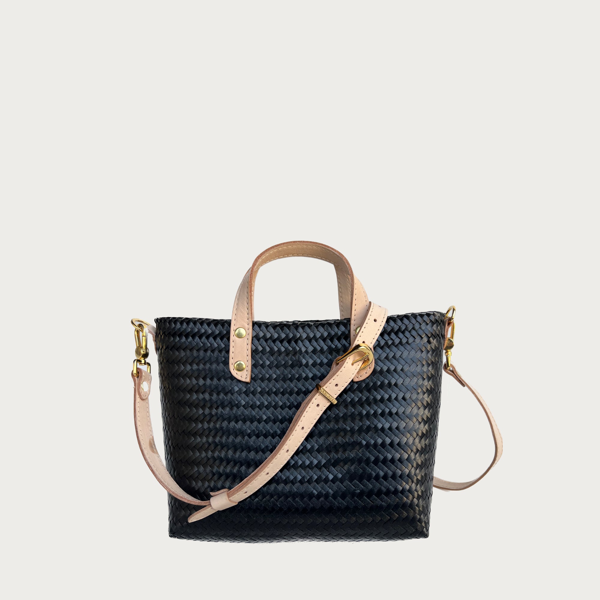 ANA WOVEN LEATHER & PLASTIC CROSSBODY