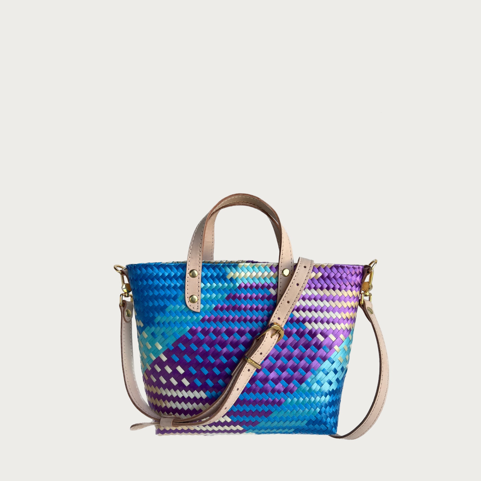 ANA WOVEN LEATHER & PLASTIC CROSSBODY