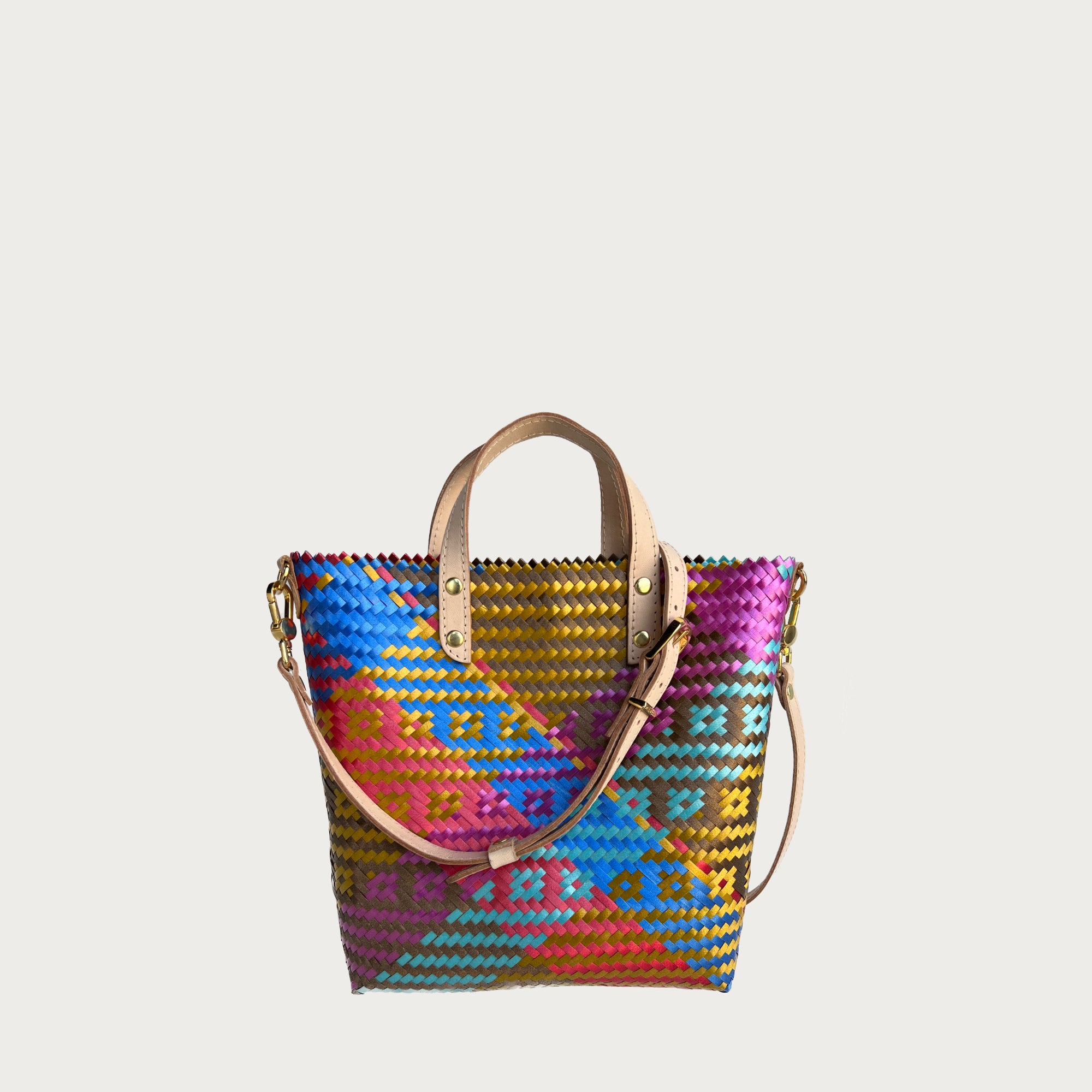 ANA WOVEN LEATHER & PLASTIC CROSSBODY