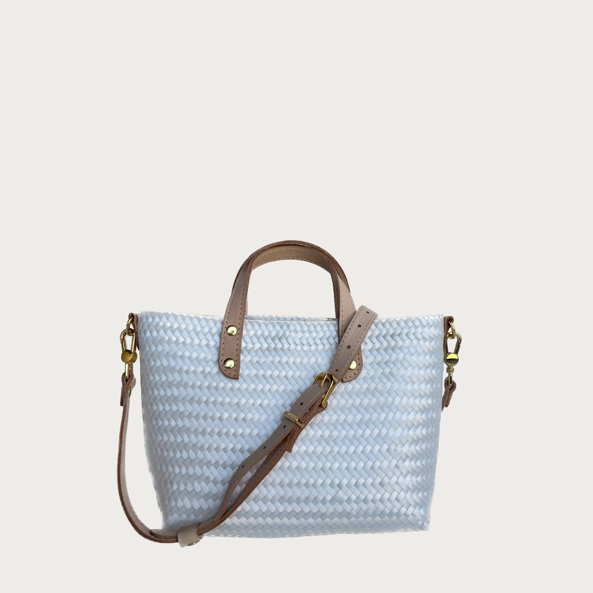 Ana Woven Leather & Plastic Crossbody Bag