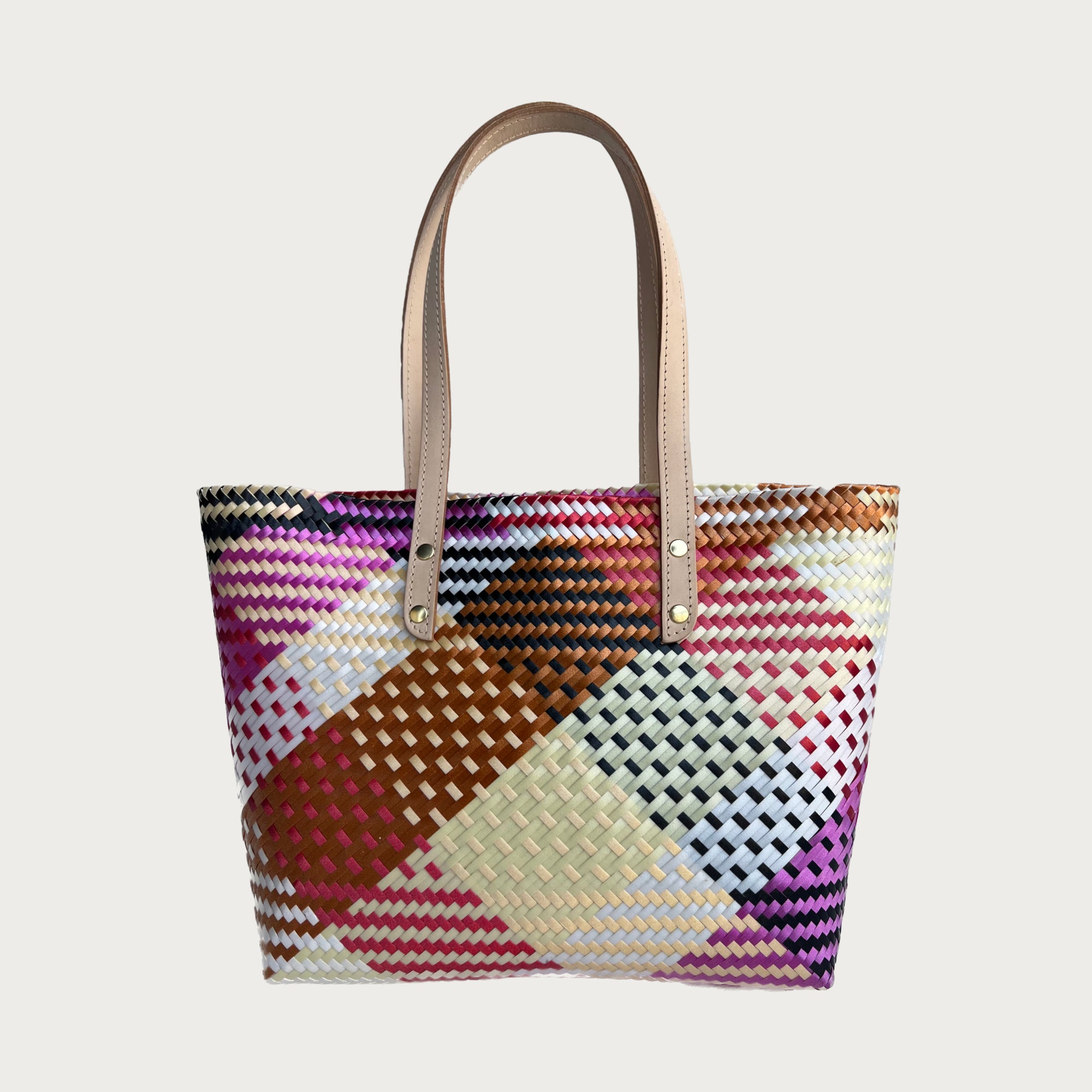 Ana Woven Leather & Plastic Tote Bag