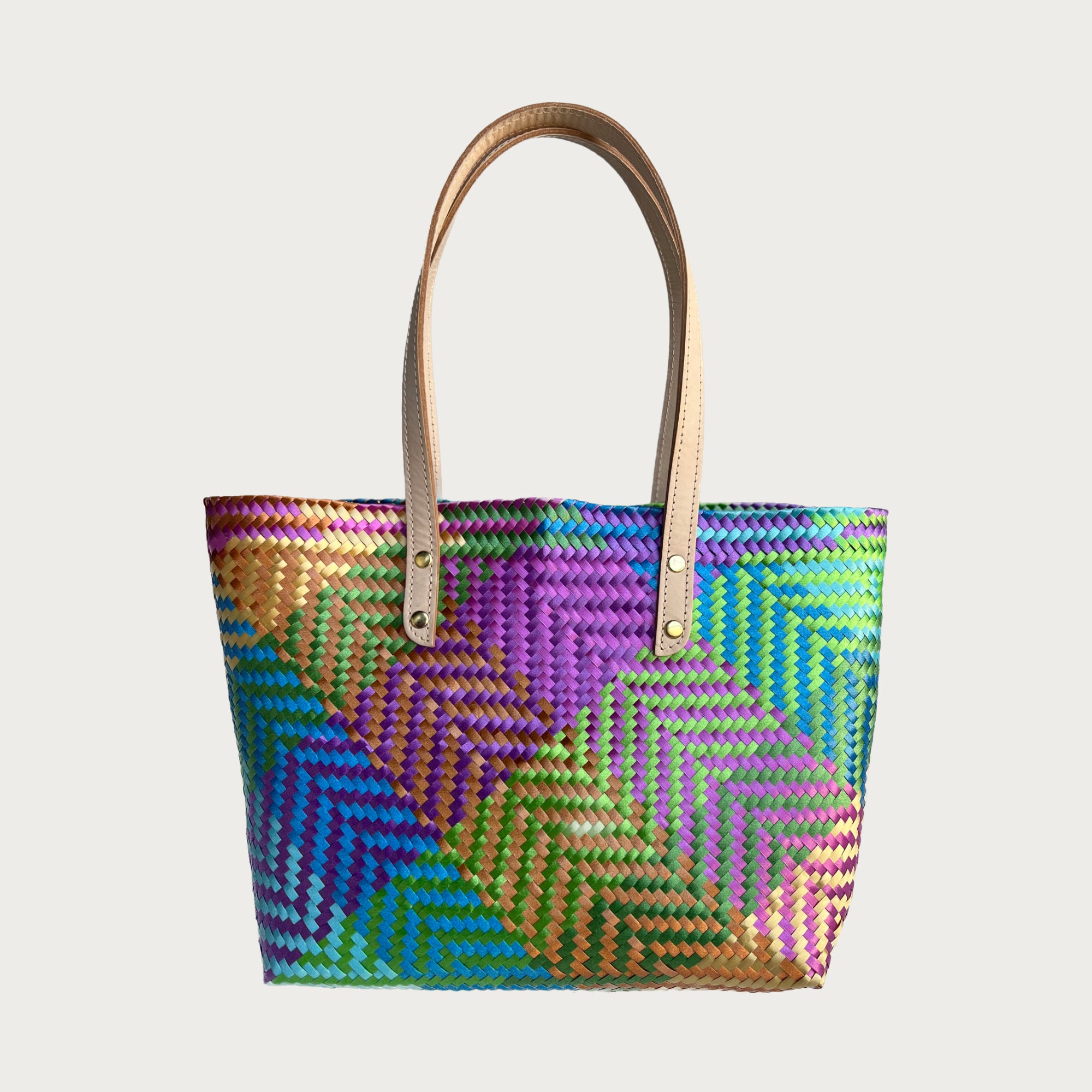 Ana Woven Leather & Plastic Tote Bag