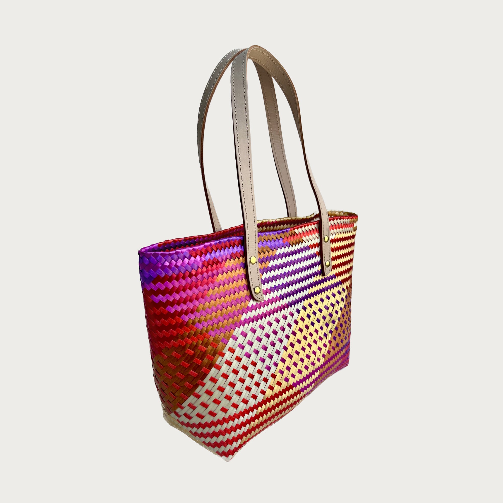 ANA WOVEN LEATHER & PLASTIC TOTE