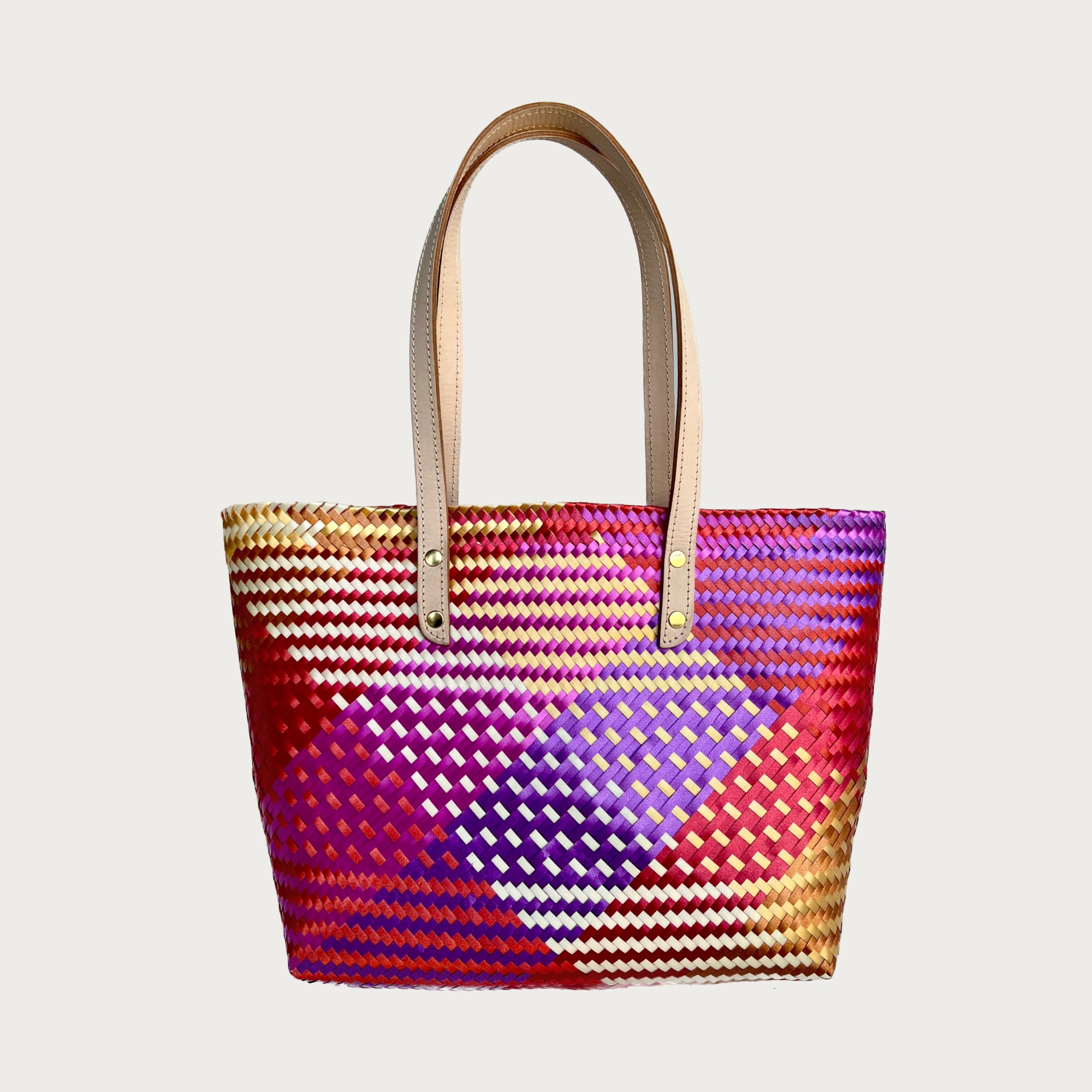 Ana Woven Leather & Plastic Tote Bag