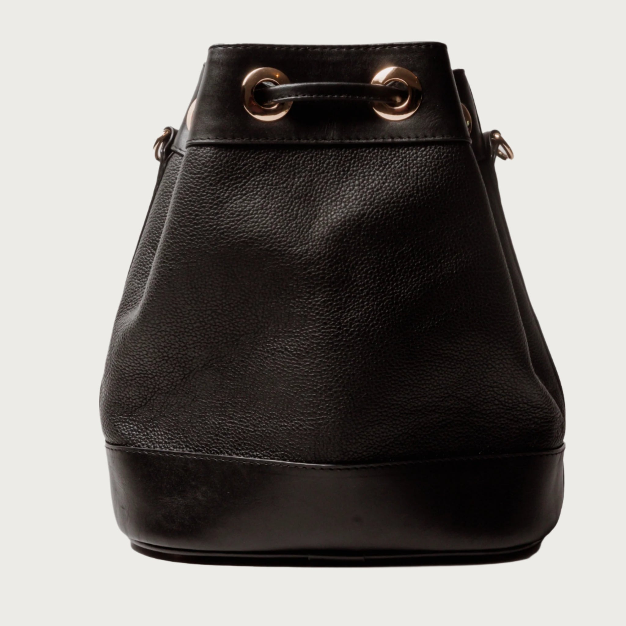 Aruma - Wicker & Black Leather Bucket Bag