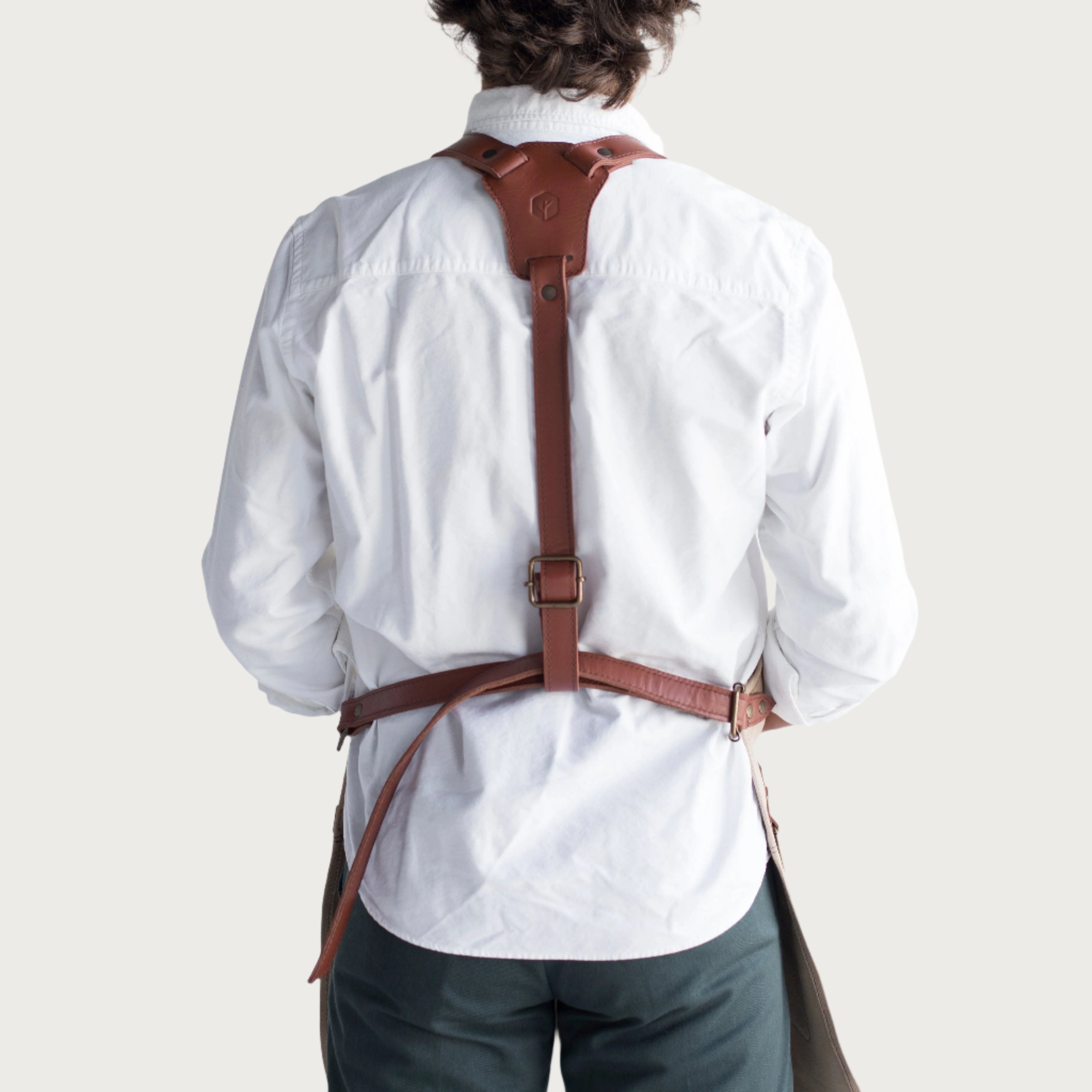 Canvas and Leather Apron Color Khaki - Brand OAK & ELK