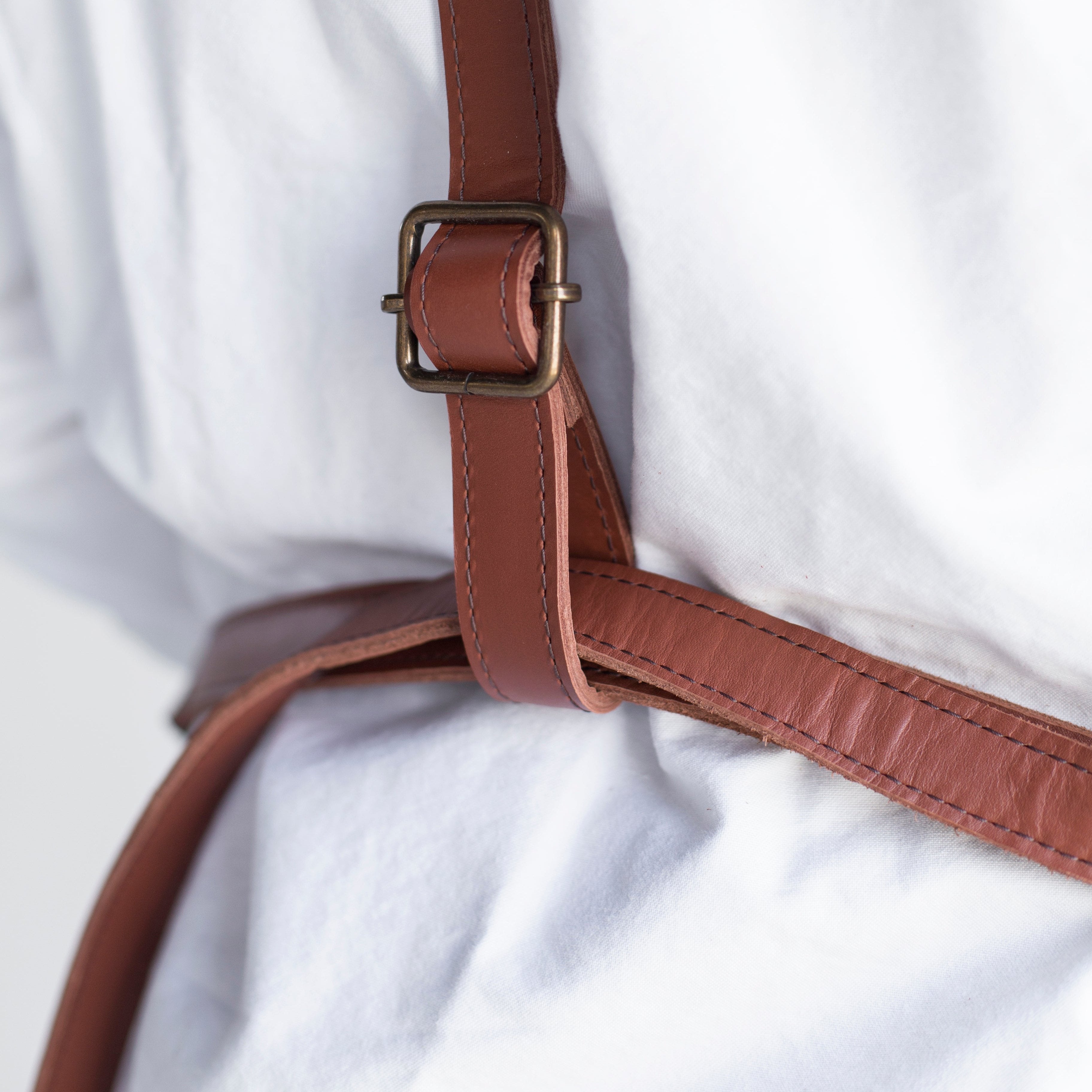 Canvas and Leather Apron Color Khaki - Brand OAK & ELK