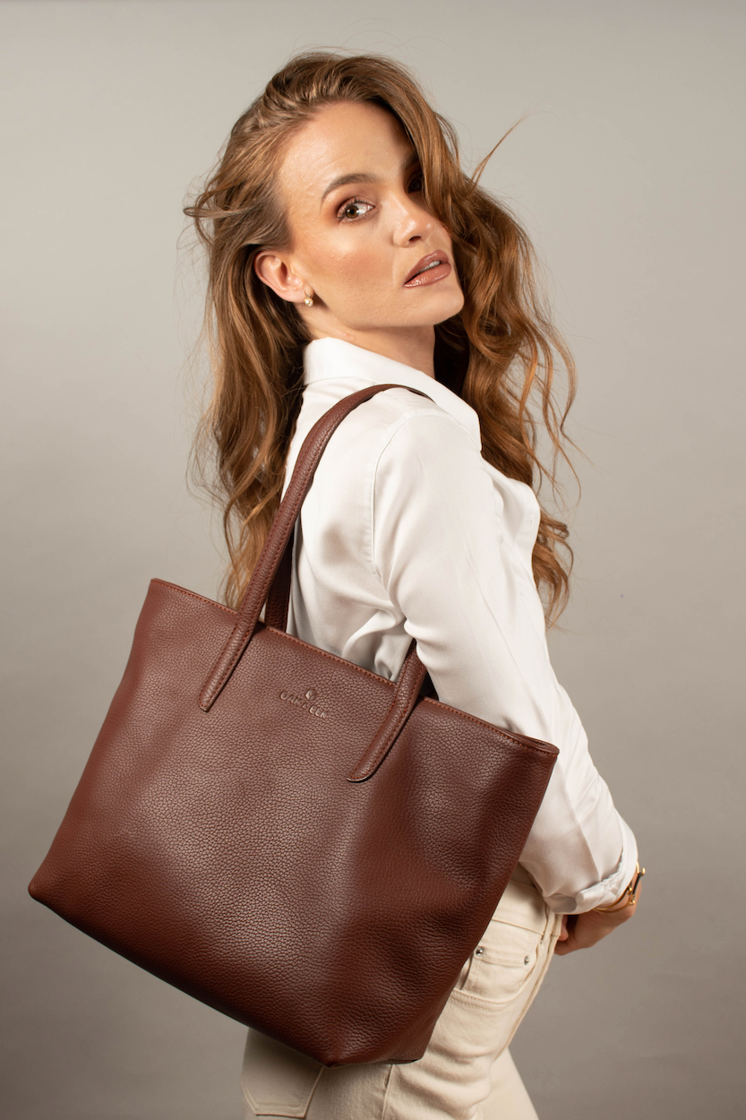 Cognac Leather Tote Bag Oak & Elk