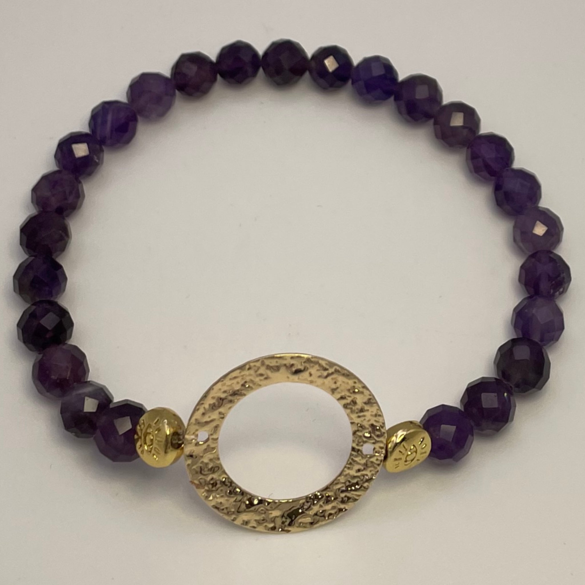 Amethyst Round Gold Bracelet