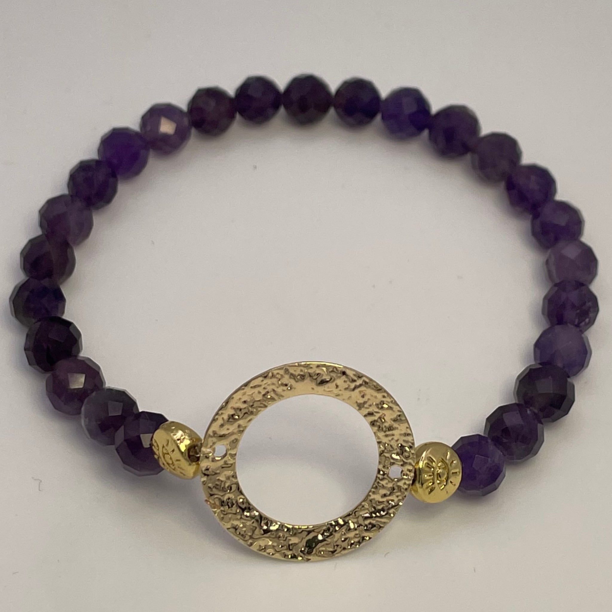 Amethyst Round Gold Bracelet