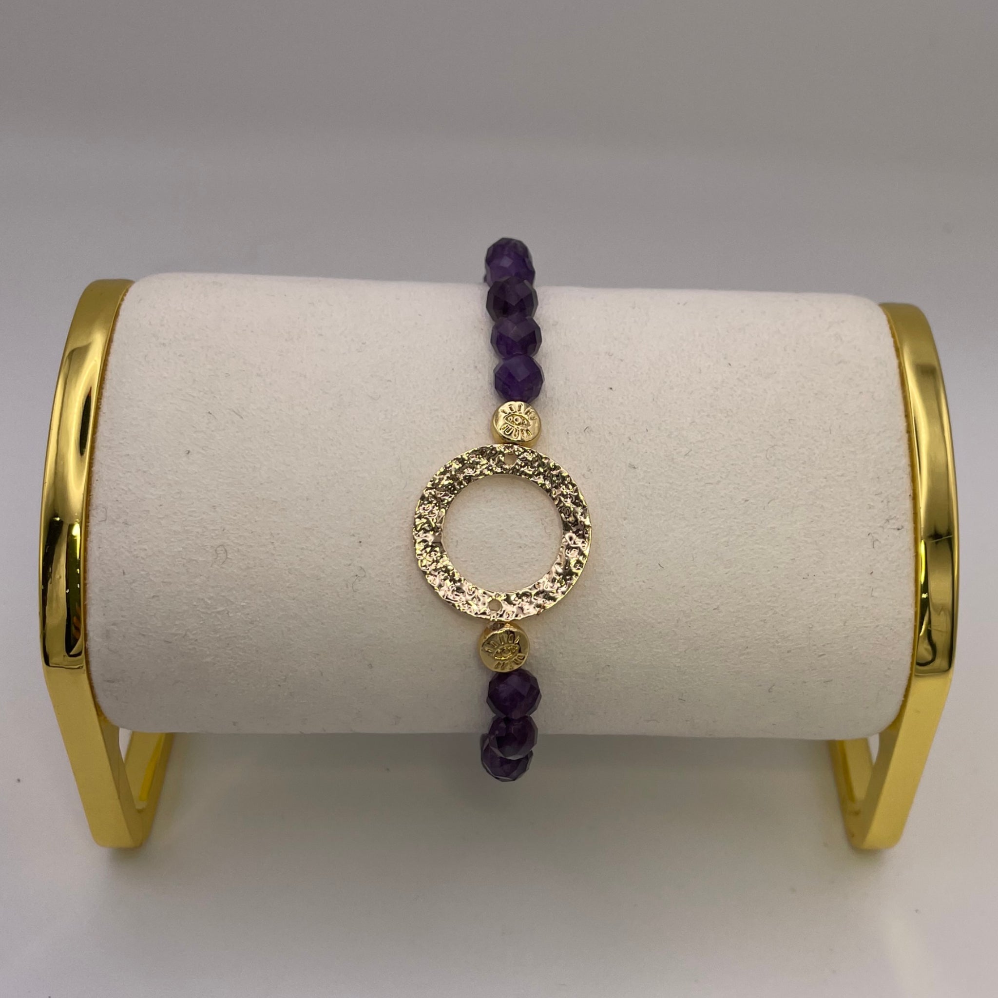 Amethyst Round Gold Bracelet