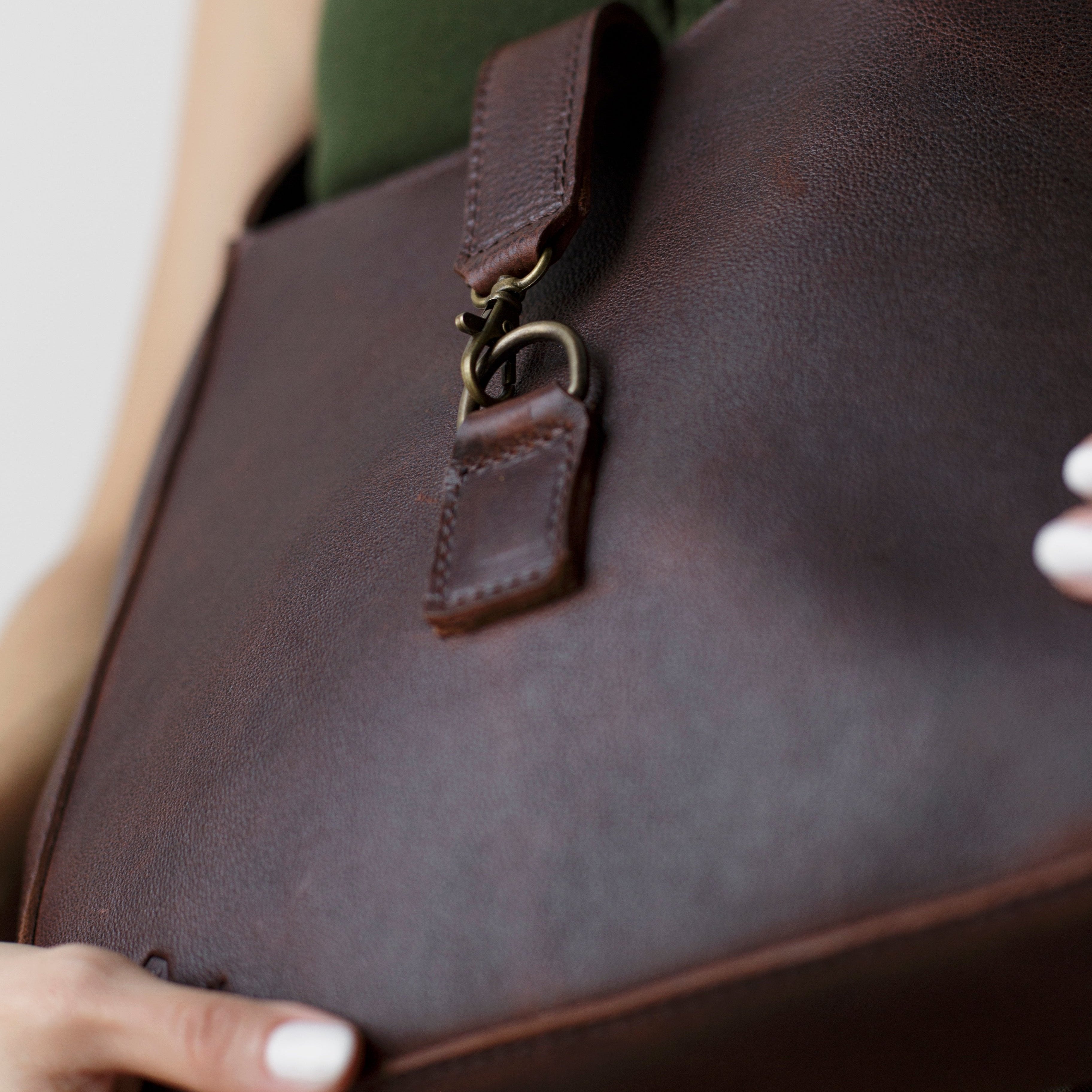 Leather Shoulder Bag Color Coldbrew  -  OAK & ELK brand