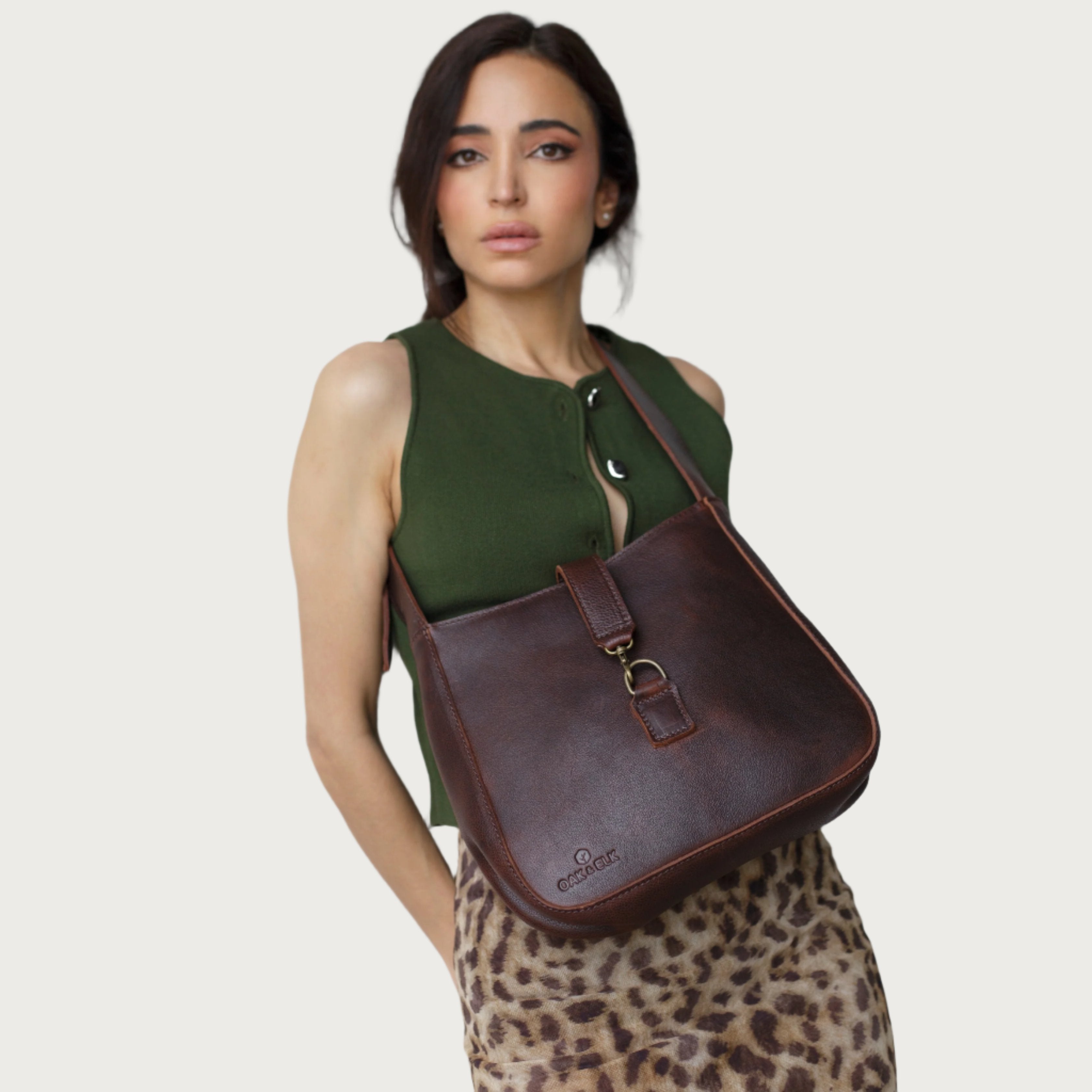 Leather Shoulder Bag Color Coldbrew  -  OAK & ELK brand