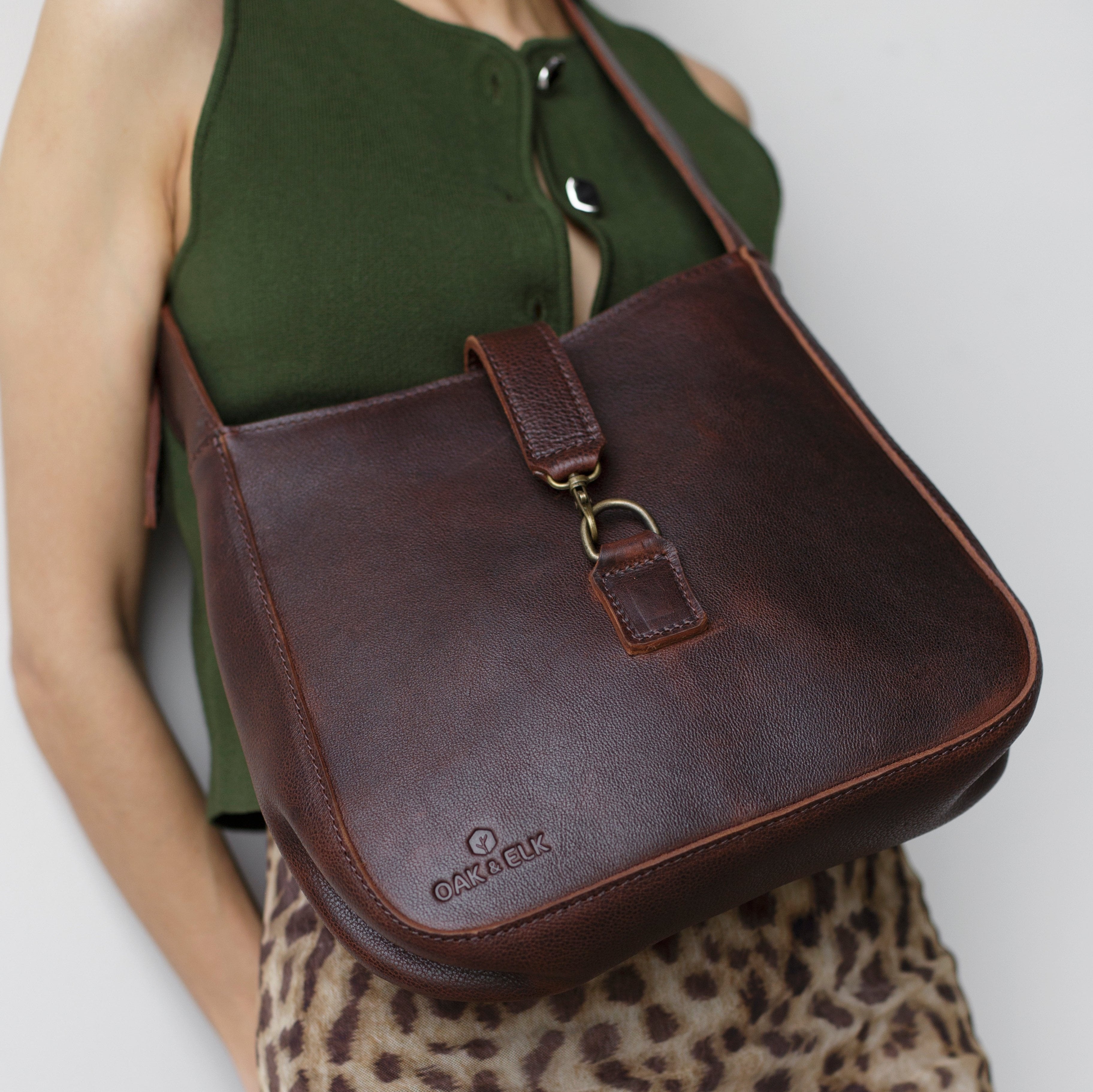 Leather Shoulder Bag Color Coldbrew  -  OAK & ELK brand