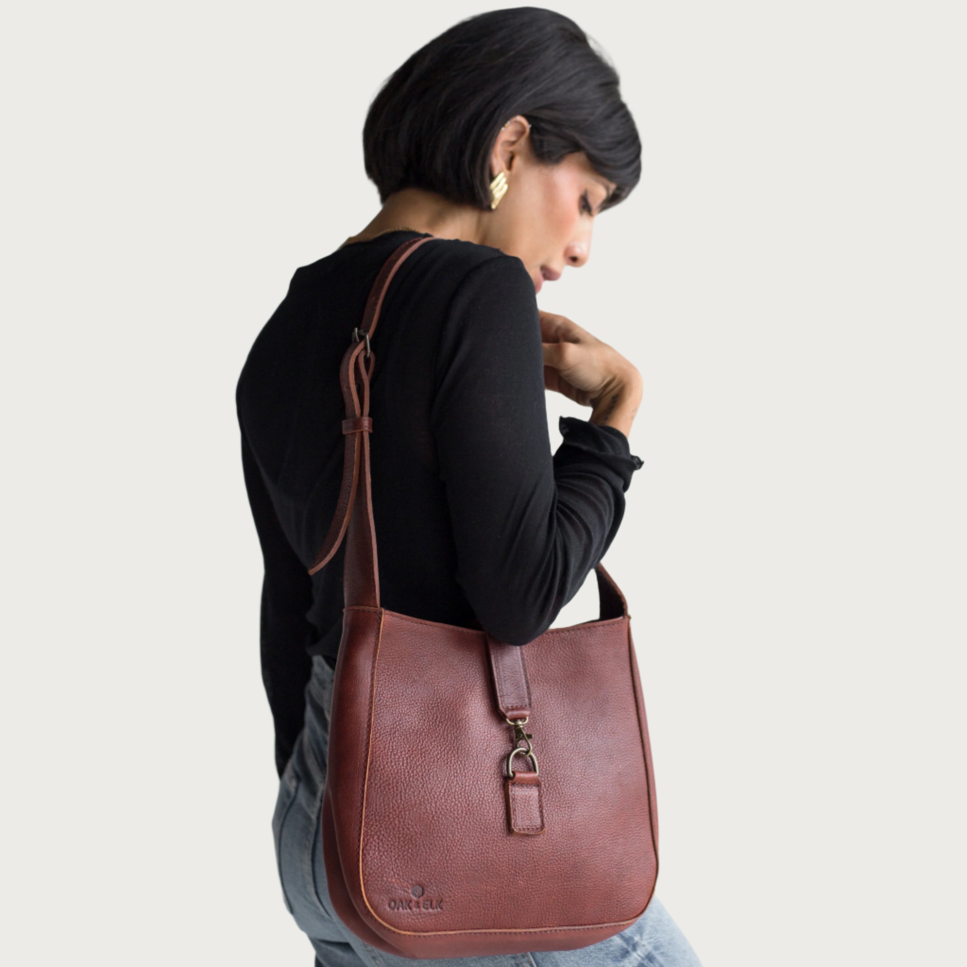 Leather Shoulder Bag Color Nutmeg - OAK & ELK brand