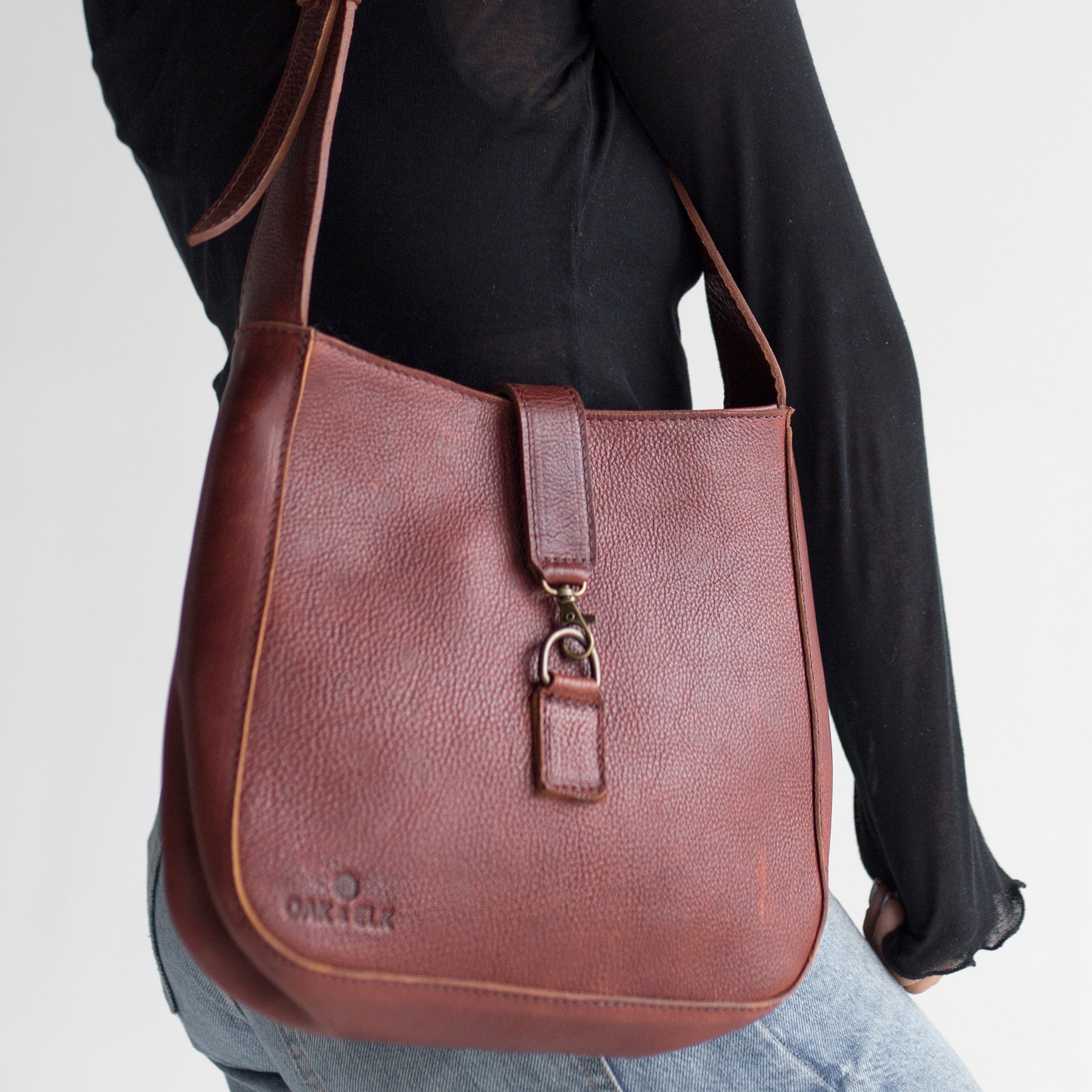 Leather Shoulder Bag Color Nutmeg - OAK & ELK brand