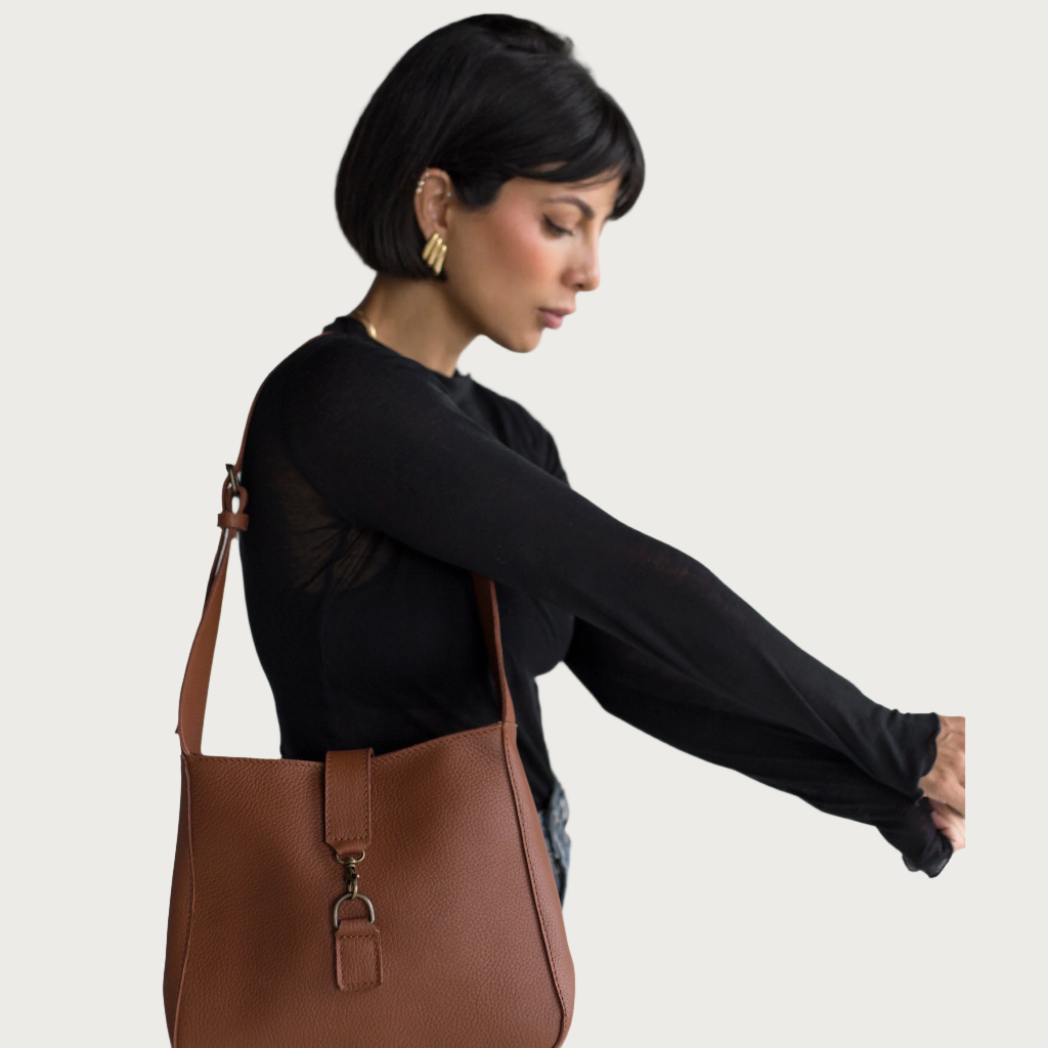 Leather Shoulder Bag Color Tan - OAK & ELK brand