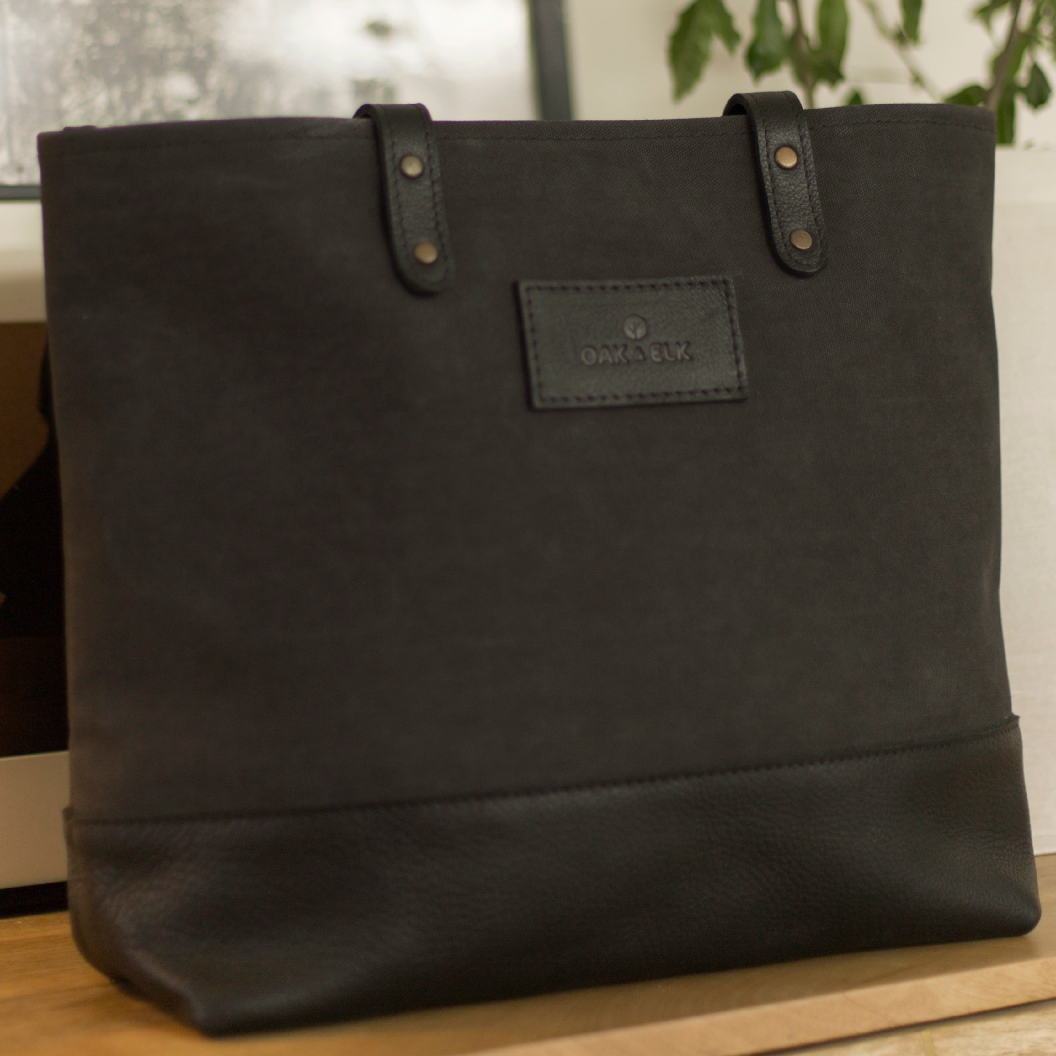 OAK & ELK Canvas Leather Tote Black