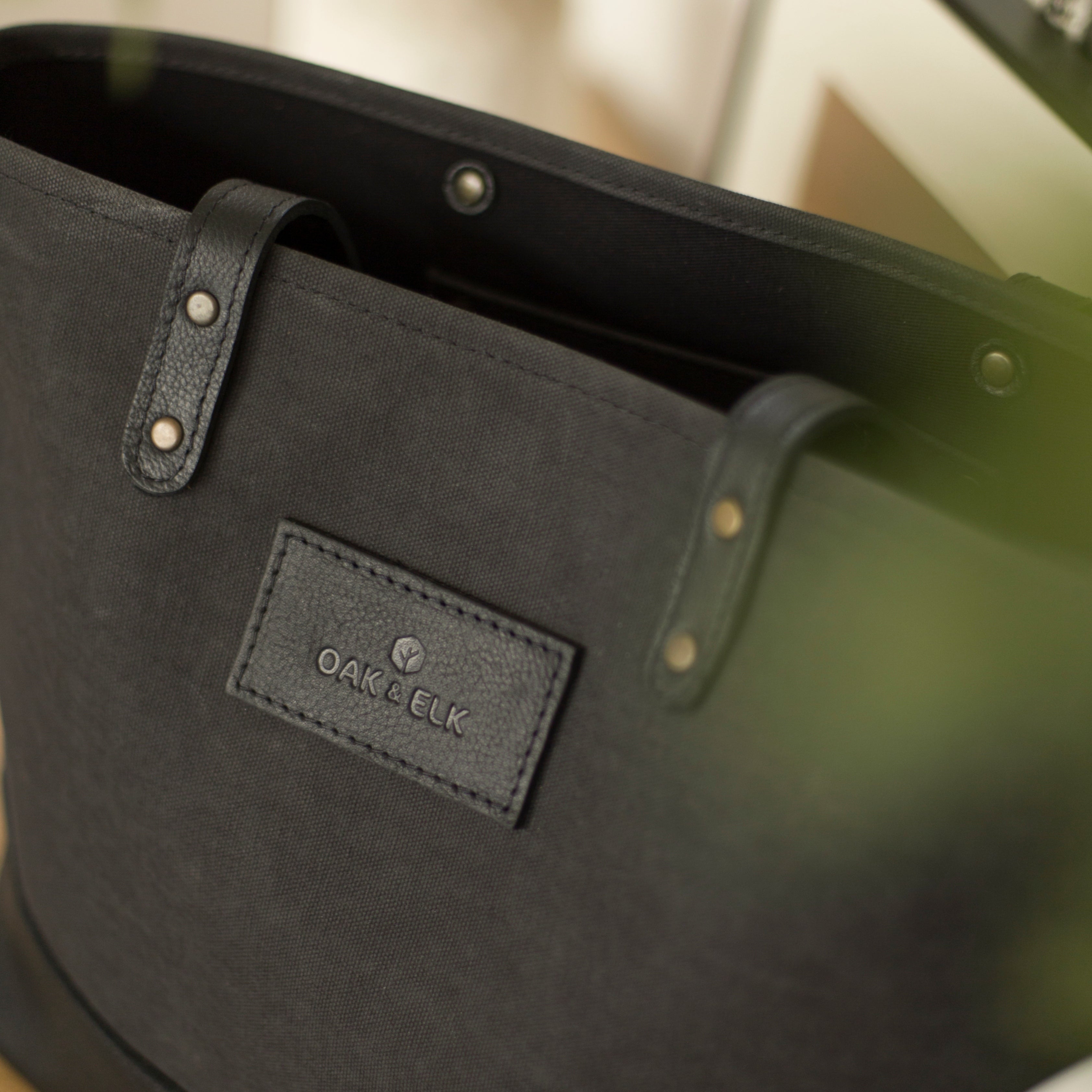 OAK & ELK Canvas Leather Tote Black