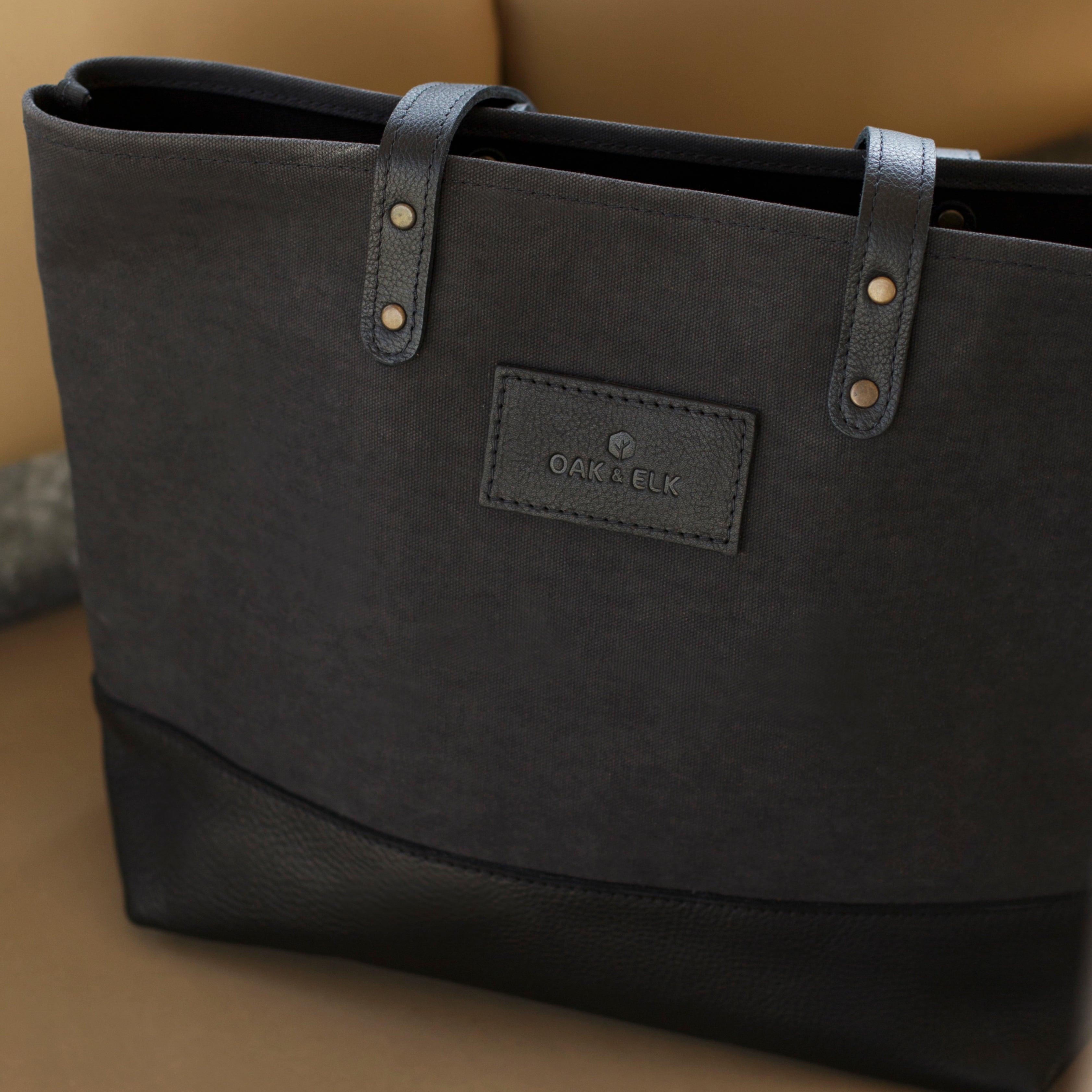 OAK & ELK Canvas Leather Tote Black