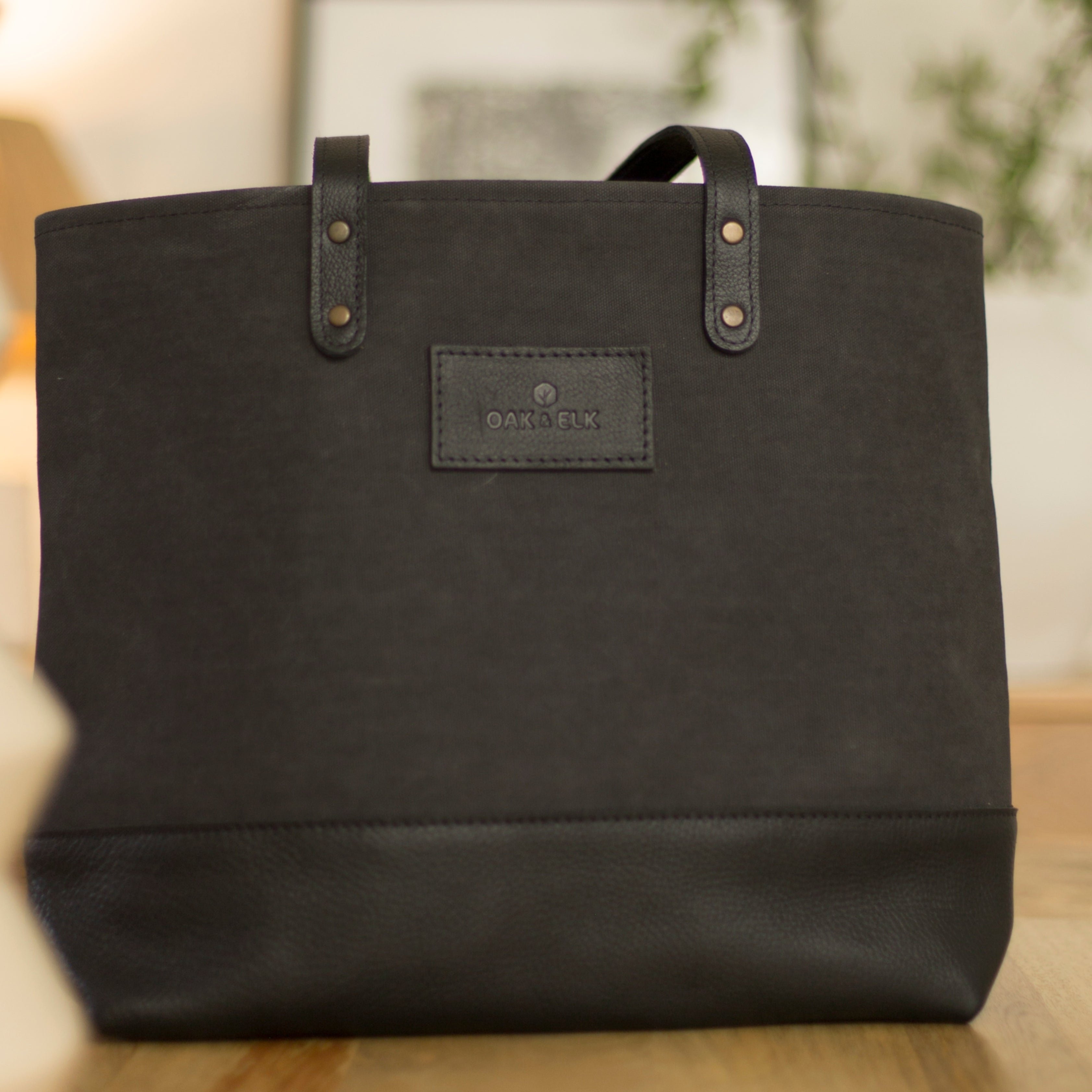 OAK & ELK Canvas Leather Tote Black