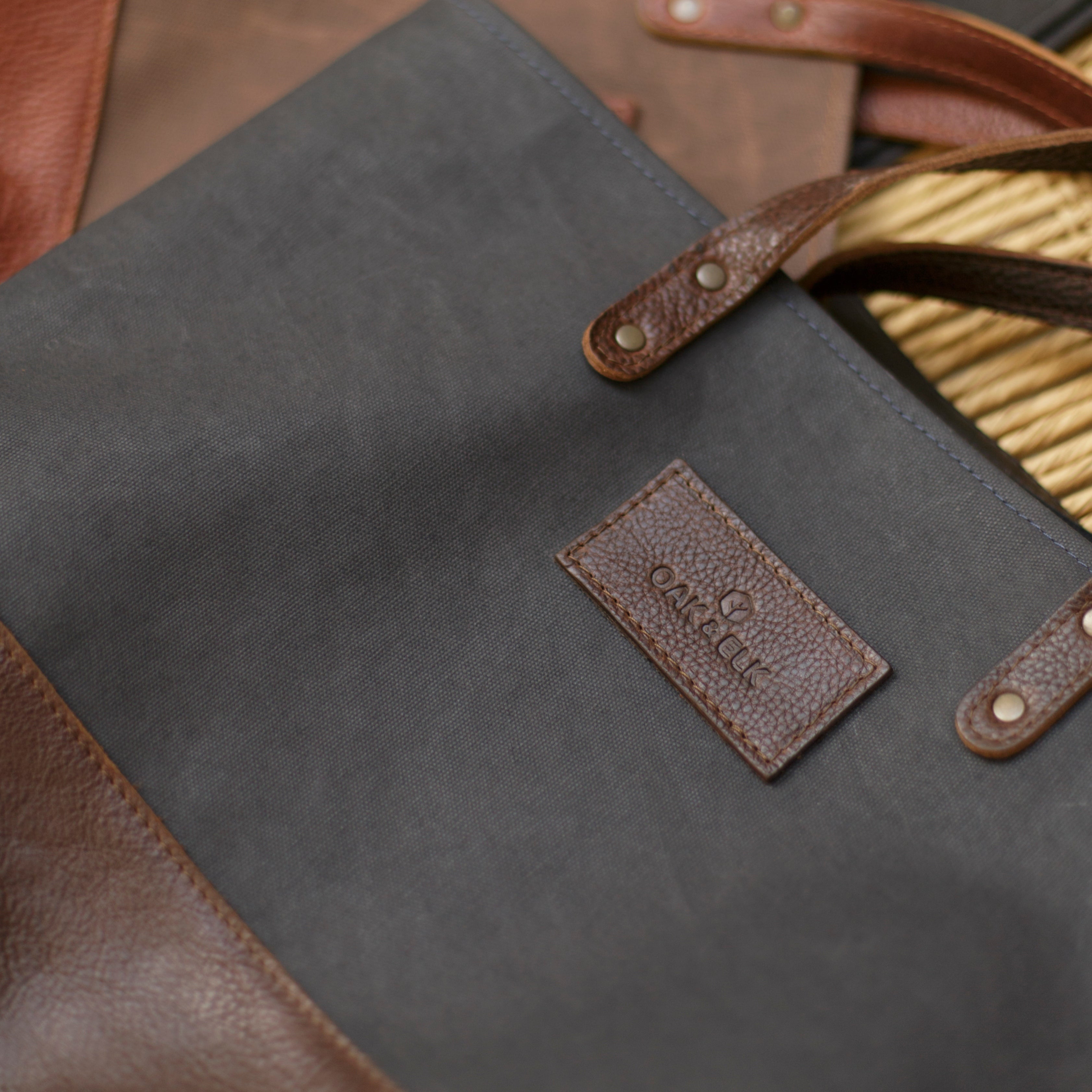 OAK & ELK Canvas Leather Tote Blue