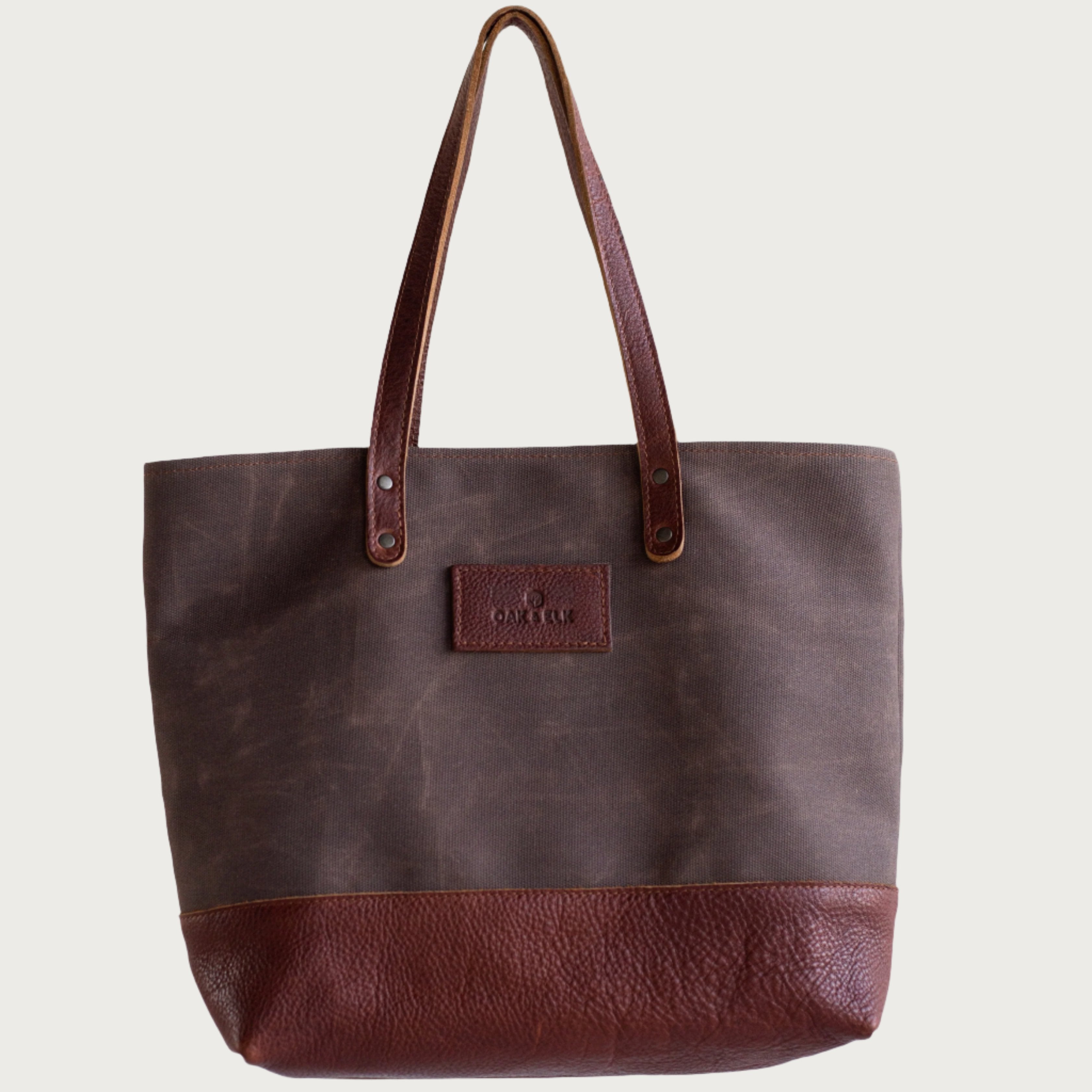 OAK & ELK Canvas Leather Tote Brown