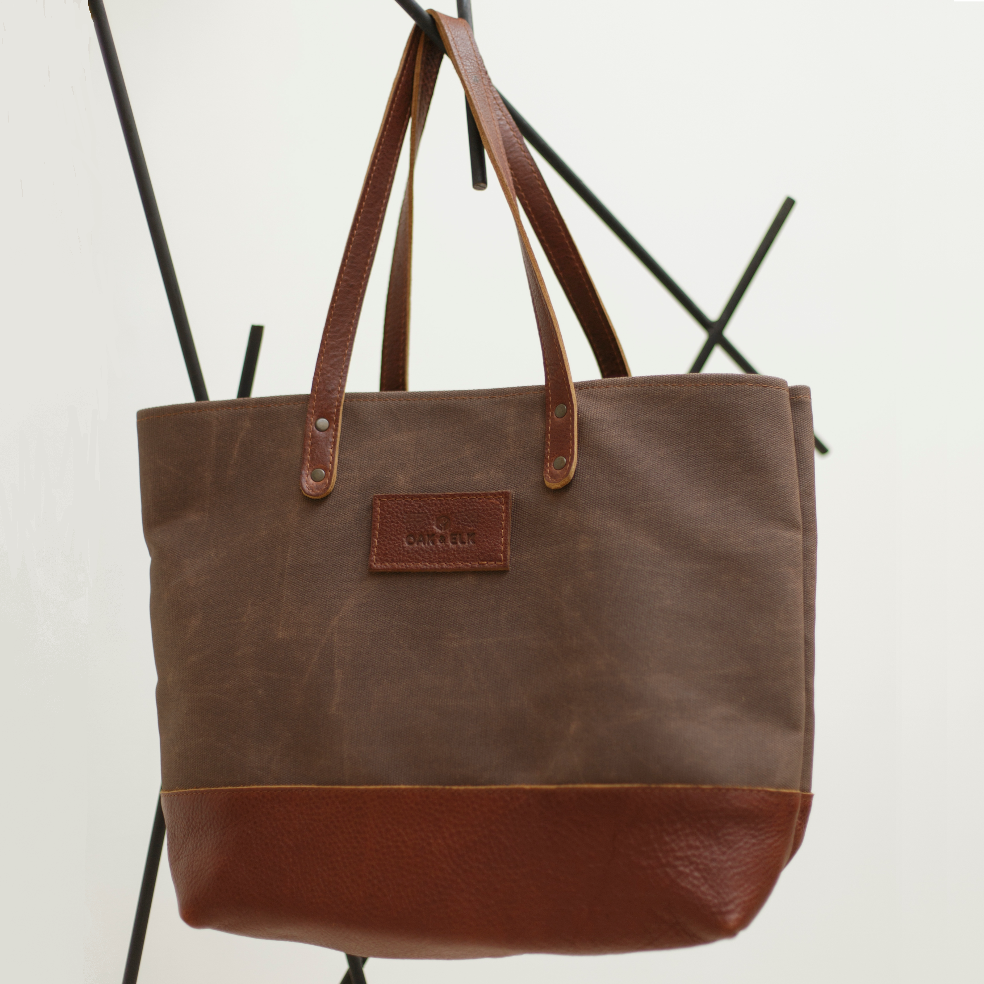 OAK & ELK Canvas Leather Tote Brown