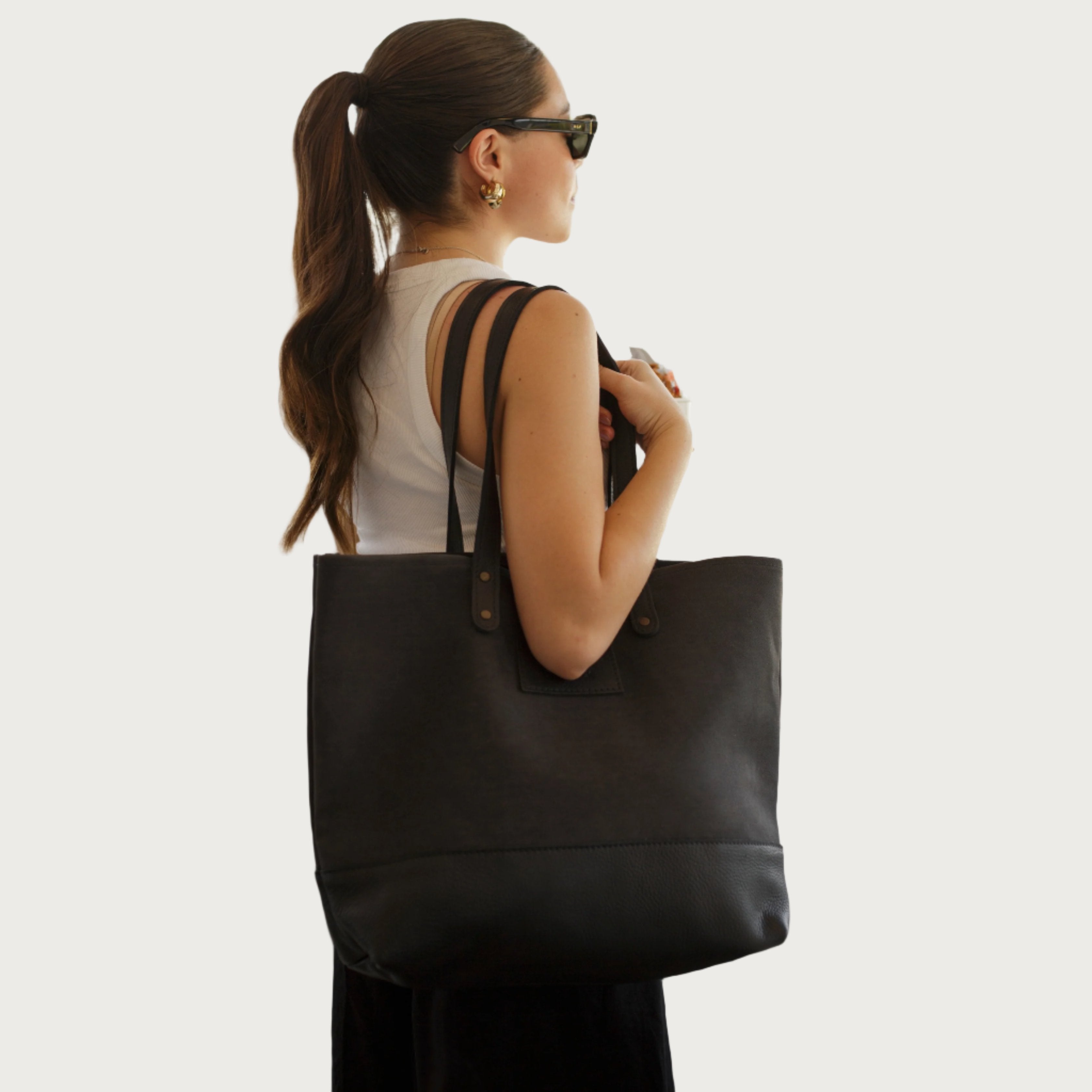 OAK & ELK Canvas Leather Tote Black