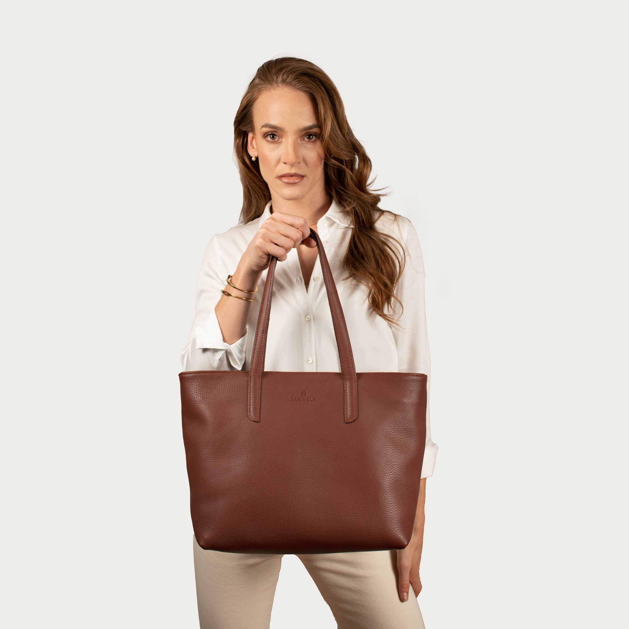 EMILY LEATHER TOTE - OAK & ELK